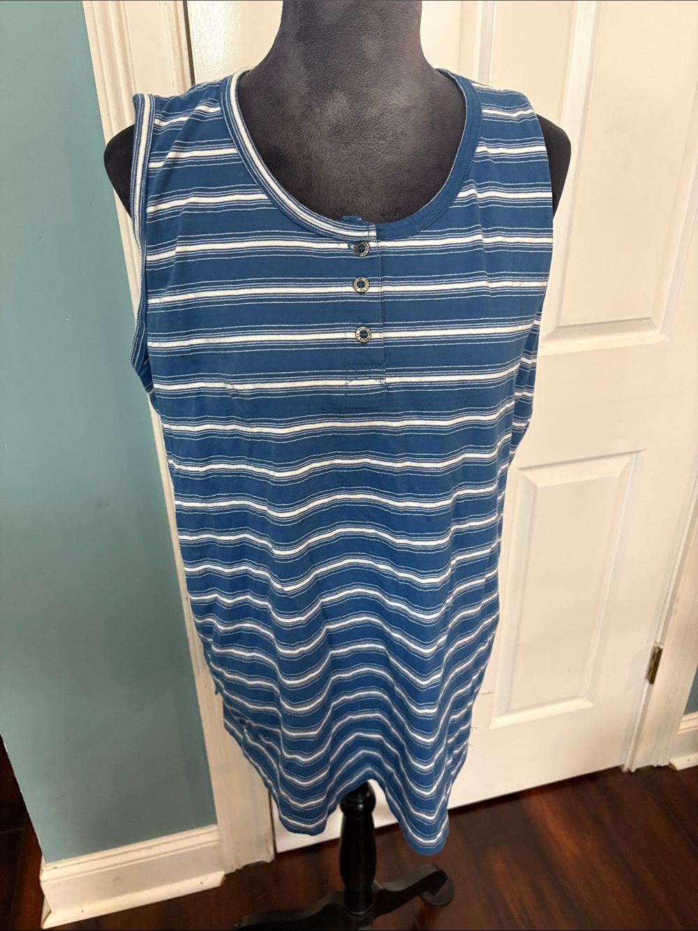 Route 66 Vintage Blue & White Striped Tank Top